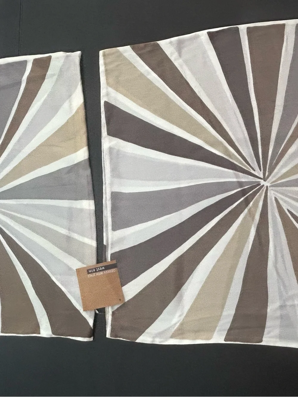 Two West Elm Neutral, Brown, Gray 18” x 18“ silk Pillow Covers